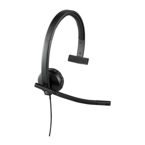 Logitech H570E Auscultadores mono com microfone USB - Microfone dobrável - Banda para a cabeça ajustável - Almofadas para os ouvidos - Controlos Fios - Preto - Logitech 981-000571