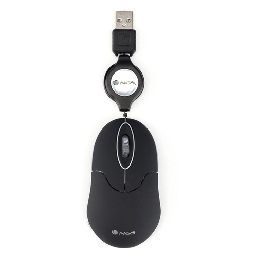 NGS Sin Raton USB 1000dpi - Cabo retrátil - 3 botões - Utilização ambidestra - Preto - NGS SINBLACK