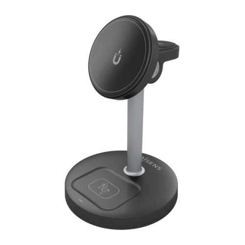 Carregador sem fios Aisens 15W - USB-C - Protocolo Qi2 - Telemóvel, Apple Watch e auscultadores - Proteção contra sobretensão, sobretemperatura e sobrecorrente - Cor preta - Aisens ASCH-15W3WC066-BK