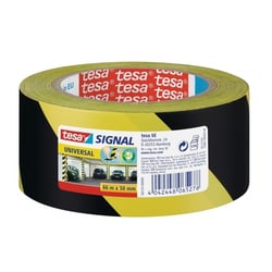 Fita Adesiva Tesa 50mm x 66m - Ideal para Marcação Permanente de Obstáculos - Adesivo sem Solventes - Cor Amarelo/Preto - Tesa 58133-00000-02