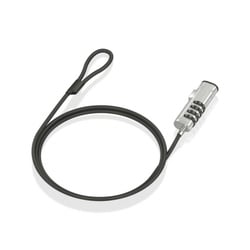 Cabo de segurança Aisens Nano com combinação - Aço revestido a vinil - Compatível com a ranhura Nano 2,5x6 mm - Fecho de 4 dígitos - Preto - Aisens 284942