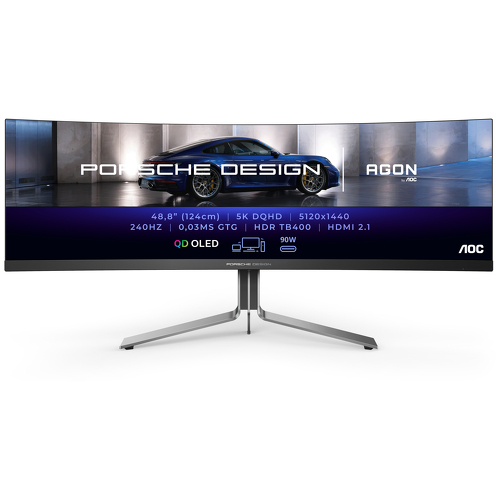 AOC MONITOR OLED 49" DQHD CURVO 32:9 0.03MS HDMI DP USB COLUNAS HAS PORSCHE PD49 - AOC PD49