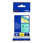Fita laminada. Texto preto sobre fundo verde. Largura: 9 mm. Comprimento: 8 m - Brother TZe721