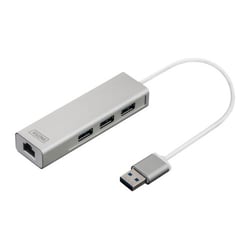 DIGITUS HUB USB 3.0 3xUSB-A/F + 1xUSB-A/M + 1xRJ45 GIGABIT (10/100/1000) - DIGITUS DA-70250-1