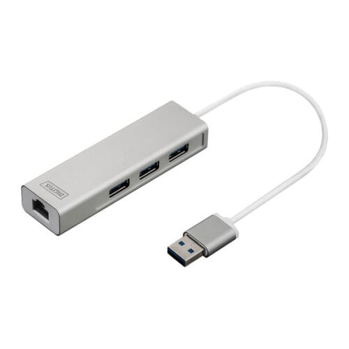 DIGITUS HUB USB 3.0 3xUSB-A/F + 1xUSB-A/M + 1xRJ45 GIGABIT (10/100/1000) - DIGITUS DA-70250-1