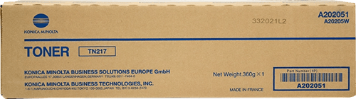 Toner Preto Original Konica Minolta TN217 - A202031/A202051/TN217 - Konica Minolta A202051