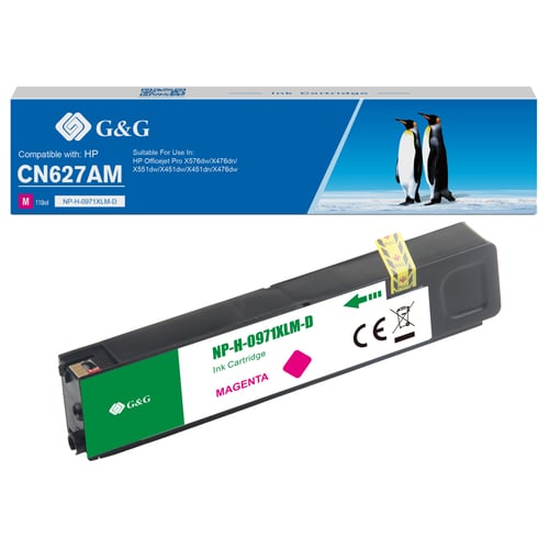 G&G HP 971XL Magenta Cartucho de Tinta Pigmentada Compatível, 110 ml - Tinteiro Compatível CN627AE/CN623AE