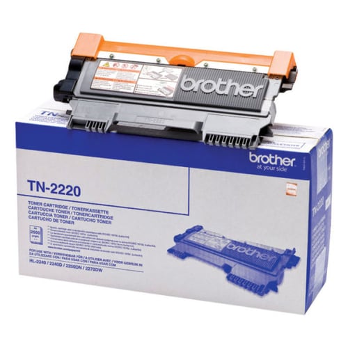 Toner Preto. Duração estimada: 2.600 páginas segundo ISO/IEC 19752 - Brother TN2220