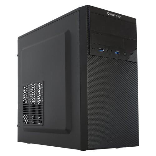 Unykach Aero C20 MicroATX Enclosure - Fonte de alimentação de 500 W incluída - Tamanho de disco suportado 3,5", 2,5" - USB-A 3.0 e áudio - Unykach 52097