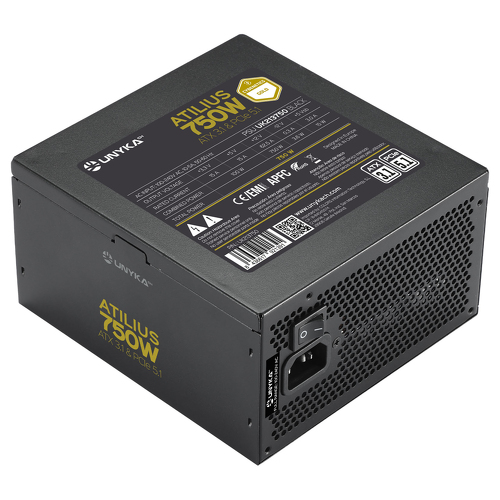 Unykach Fonte de Alimentação Gaming Atilius 3.1 750W-BLACK - GOLD Full Range - Unykach UK213750