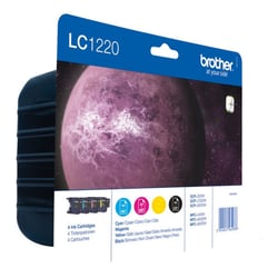 Pack de 4 tinteiros de tinta (BK/C/M/Y) - Brother LC1220VALBP