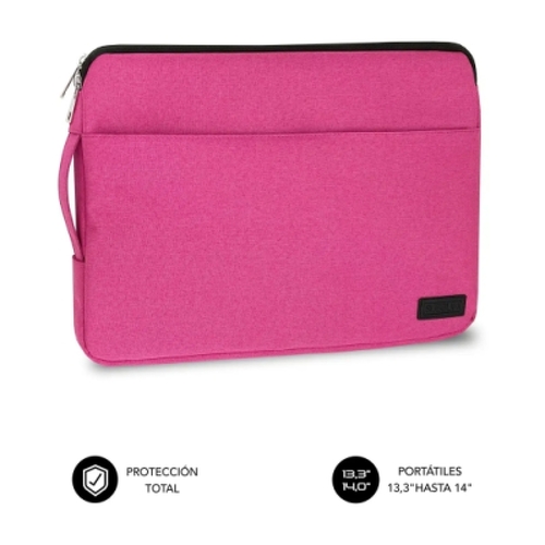Bolsa para portátil Subblim Urban 13,3" a 14" - Proteção elegante e funcional - Tecido de poliéster 600D - Interior almofadado com espuma - Cor rosa - Subblim SUB-LS-0PS0003