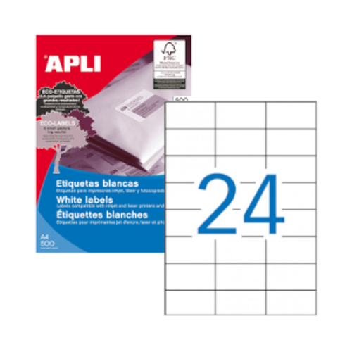 Etiquetas 070x037mm 500Fls A4 Apli 12000un - APLI APL01783