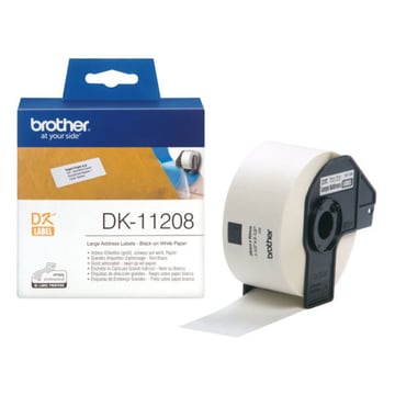 Etiquetas pré-cortadas de direção grandes (Papel térmico). 400 etiquetas brancas de 38 x 90 mm - Brother DK11208