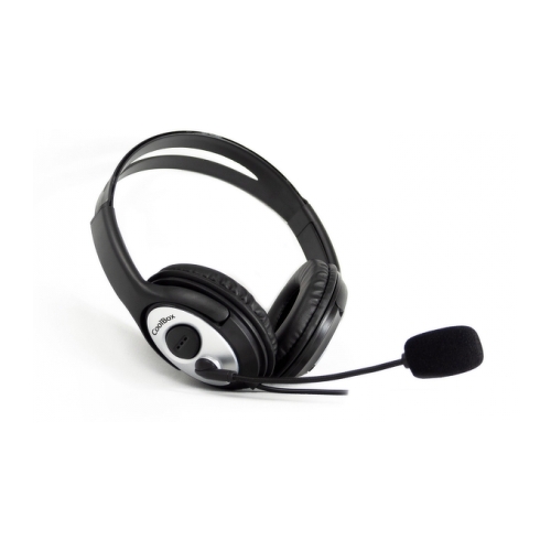 Auscultadores Coolbox COOLCHAT 3.5 com microfone - Som nítido - Ligação de 3,5 mm - Design confortável - Microfone incorporado - Cor preta - Coolbox 298292