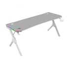 Mars Gaming MGDXLRGB Gaming Table - Iluminação 3D ARGB - Espaço para 3 monitores - Estrutura em aço e fibra de carbono - Ergonomia superior - Montagem rápida - Branco - Mars Gaming MGDXLRGBW