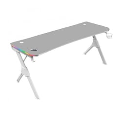 Mars Gaming MGDXLRGB Gaming Table - Iluminação 3D ARGB - Espaço para 3 monitores - Estrutura em aço e fibra de carbono - Ergonomia superior - Montagem rápida - Branco - Mars Gaming MGDXLRGBW
