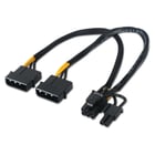 Cabo da placa gráfica Aisens - 2xMolex 4 pinos/M-PCI-E (Molex 6+2 pinos)/M - 20cm - 100% cobre - cor preta - Aisens A131-0165