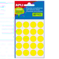 Etiquetas para Mini-Bolsas Apli Amarelas Ø 19,0mm 5 Folhas - APLI 208126