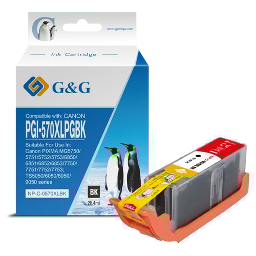 G&G Canon PGI570XL Preto Cartucho de Tinta Pigmentada Compatível, 22 ml - Tinteiro Compatível 0318C001/0372C001