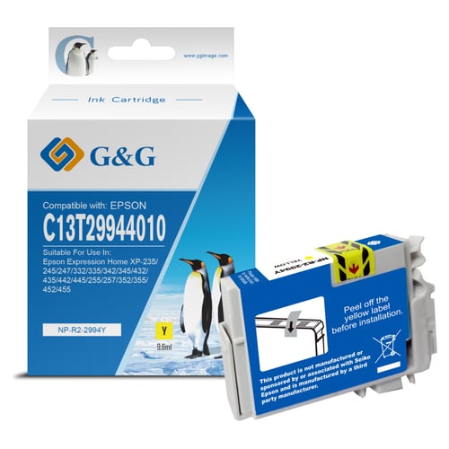 G&G Epson T2994/T2984 (29XL) Amarelo Cartucho de Tinta Compatível, 9.6 ml - Tinteiro Compatível C13T29944012/C13T29844012