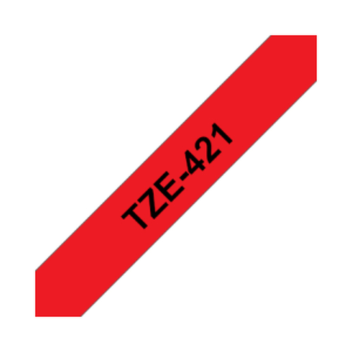 Fita Laminada 09mmx8mts Fundo Vermelho / Texto Preto - Brother BROTZ421