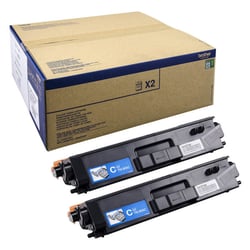 Toner Cião. Duração estimada: 2 un. X 6.000 Pág. (total 12.000 Pág.) segundo ISO/IEC19798 - Brother TN900CTWIN