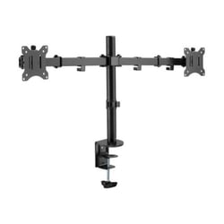 Suporte de mesa Cromad com braços articulados para 2 monitores 13"-32" - Giratório, inclinável e extensível - Gestão de cabos - Peso máximo 16kg. Peso total 16kg - VESA 100x100mm - Cromad CR1017