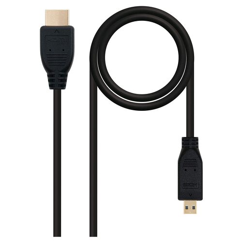 Nanocable Micro HDMI v1.4 Macho para HDMI v1.4 Macho Cabo 0,80m - Alta Velocidade - Cor Preta - Nanocable 10.15.3501