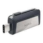Unidade flash Sandisk Ultra Dual USB-C e USB-A de 128 GB - Velocidade de leitura até 150 MB/s - Design metálico - Aço/Preto (unidade flash) - Sandisk SDDDC2-128G-G46