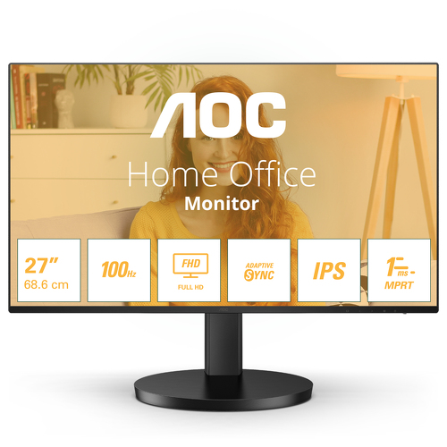 AOC MONITOR IPS 27" 16:9 FHD 1MS 100HZ VGA HDMI COLUNAS 27B3HA2 - AOC 27B3HA2