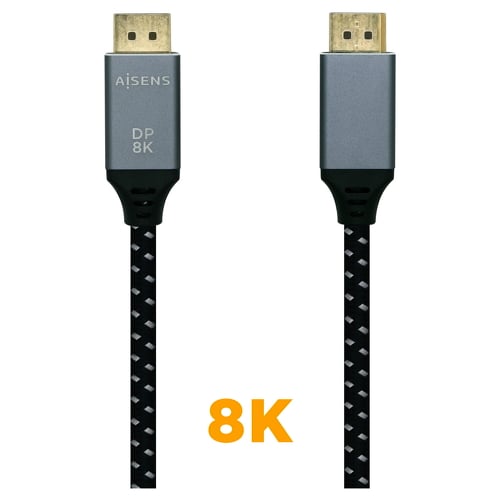 Aisens Cable Displayport V1.4 8K@60hz - DP/M-DP/M - 1,0m - Cor cinza - Aisens A149-0435
