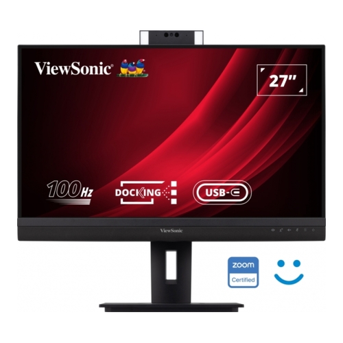 Monitor Viewsonic 27" VG2757V-2K QHD IPS - HDMI - DisplayPort - Monitor com Webcam - USB Tipo C (carregamento de 90W) - RJ45 Ethernet - 2 USB - Altifalantes - Windows Hello - Cor Preto - ViewSonic VG2757V-2K