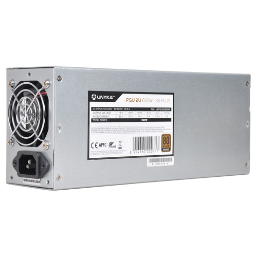 Fonte de alimentação ATX Unykach Flex 2U 600W 80 Plus Bronze 600W Flex 2U - APFC - Ventoinha de 60mm - Unykach UKPSU2U600W