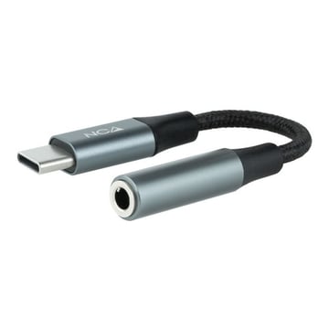Conector de áudio nanocabo 3,5 mm fêmea para cabo adaptador macho USB-C - cabo com acabamento em nylon - conectores de alumínio - comprimento 0,11 m - Nanocable 10.24.1204