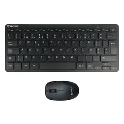 Unykach MK288 Pro Mini Keyboard Pack 79 teclas sem fios + rato 1200ppp, sem fios, 3 botões, utilização ambidestra - Língua portuguesa - Preto - Unykach 241482