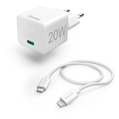 Carregador Lightning 20W Cabo 1m Branco - Hama HAM201620