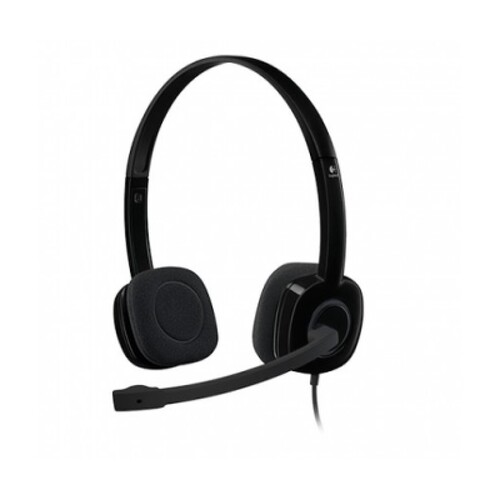 Logitech H151 Auscultadores com microfone - Microfone rotativo - Controlos no cabo - Banda para a cabeça ajustável - Ligação jack de 3,5 mm - Cabo de 1,80 m - Preto - Logitech 981-000589