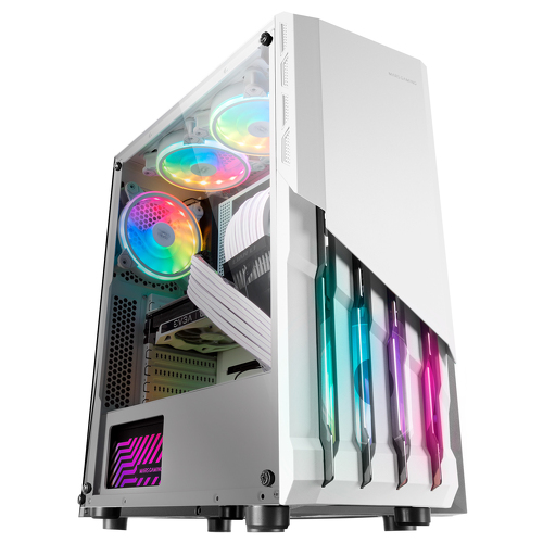 Caixa MARS GAMING MC-X2 ATX CASE, METAL FRONT, 2X12CM FRGB FAN, WINDOW, USB3.0, WHITE - Mars Gaming MCX2W