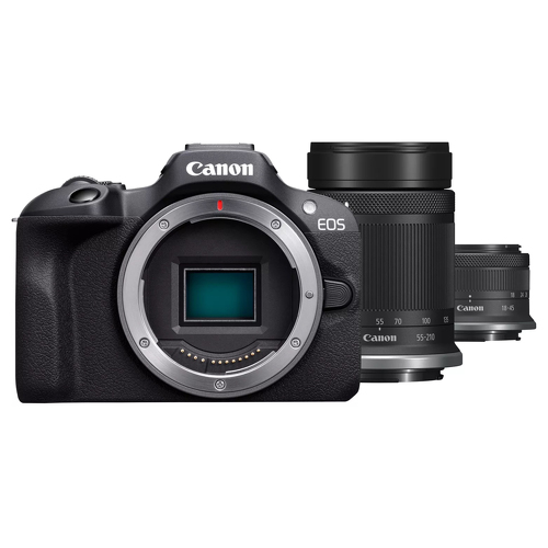 EOS R100 + RF-S 18 – 45mm IS STM + RF-S 55-210mm F5-7.1 IS STM - CMOS de 24.1 Megapixels, 4K UHD , Sistema Dual Pixel CMOS AF - Canon 6052C023