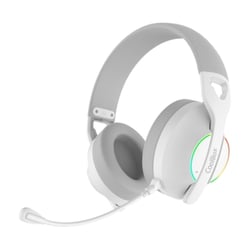 Coolbox WB01 Auriculares Gaming Inalambricos con Microfono - Conectividad Bluetooth 5.4, Inalmabrica 2.4Ghz o Jack - Iluminacion RGB - Autonomia hasta 20h - Cancelacion de Ruido - Color Blanco - Coolbox COO-AUM-WB01-W