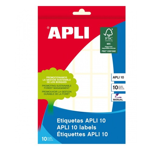 Apli Embalagem de 250 Etiquetas Permanentes 19x27mm - Adequadas para escrita à mão - Branco - APLI 197426