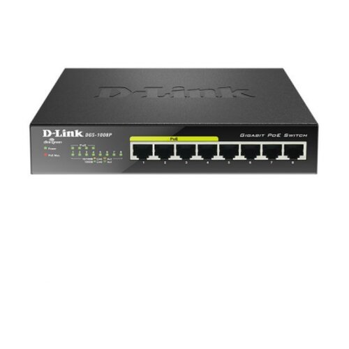 D-Link 8 portas Gigabit 10/100/1000 Mbps Switch - PoE - D-Link DGS-1008P