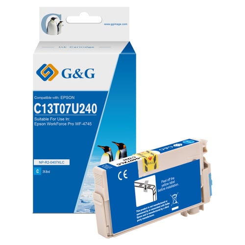 G&G Epson 407 Cião/Azul Cartucho de Tinta Compatível, 1.900 Páginas - Tinteiro Compatível C13T07U240