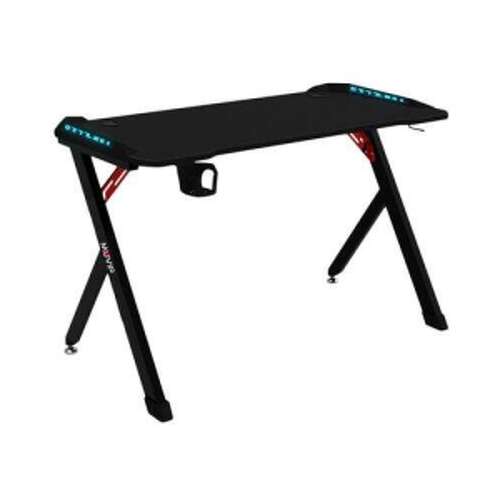 Muvip PRO1200 Gaming Table Fibra de carbono com luz RGB - Sólida - Superfície grande - Suporte para copos - Gancho para auscultadores - Medidas 120x60x75cm - Preto - Muvip MV0342