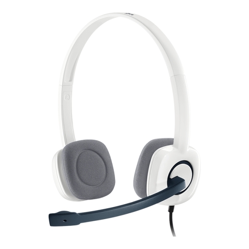 Logitech H150 Auscultadores com microfone - Microfone dobrável - Banda para a cabeça ajustável - Banda para a cabeça - Controlos para a cabeça - Cabo de 1,80 m - Branco - Logitech 981-000350