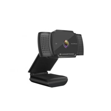 Webcam Conceptronic 2K Super HD USB 2.0 - Microfone incorporado - Focagem automática - Cobertura de privacidade - Cabo de 1,50 m - Preto curto - Conceptronic AMDIS02B