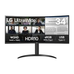 Monitor LG Ultrawide 34" Curvo LED VA WQHD 100Hz - 5ms de resposta - 178º de ângulo de visão - Ajustável em altura e inclinação - 21:9 - USB-A, USB-C 65W, HDMI, DisplayPort - VESA 100x100mm - LG 34WR55QK-B