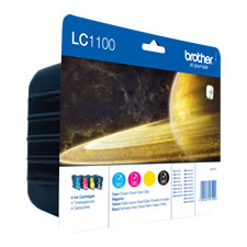 Pack de 4 tinteiros de tinta (BK/C/M/Y) - Brother LC1100VALBP
