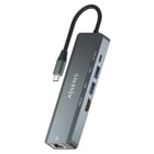 Base de ligação USB-C 5 em 1 da Aisens - USB-C para 1xHDMI - 1xRJ45 - 2xUSB - 1xpd - 15 cm - Cor cinzenta - Aisens 261032